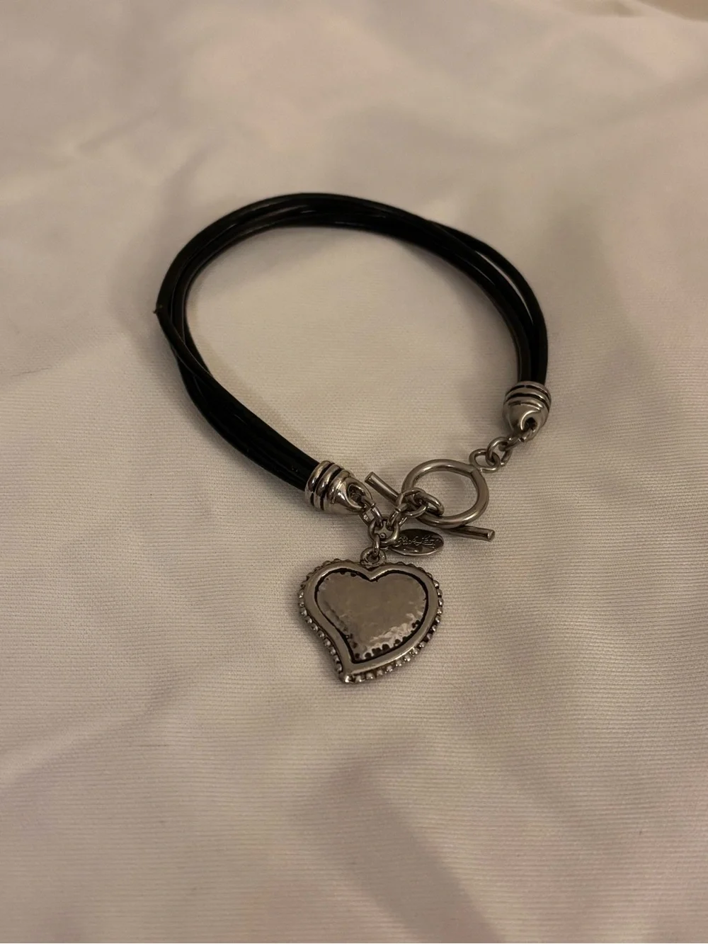 Brighton Black Multi-Strand Cord Bracelet with Silver Heart Charm